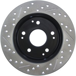 Honda Accord Brake Rotor (1) - Rear Left - Stoptech - Slotted & Drilled - Black - `98-`02
