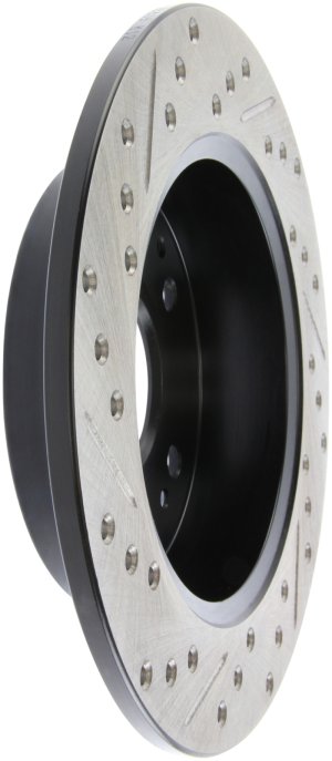 Honda Accord Brake Rotor (1) - Rear Left - Stoptech - Slotted & Drilled - Black - `98-`02