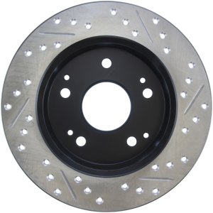 Honda Accord Brake Rotor (1) - Rear Right - Stoptech - Slotted/Drilled - Black - `98-`02
