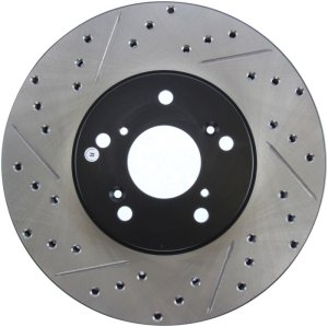Honda Odyssey Brake Rotor (1) - Front Right - Stoptech - Drilled & Slotted - Black - `99-`04
