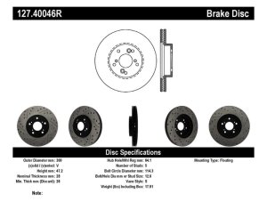 Honda Pilot Brake Rotor (1) - Front Right - Stoptech - Drilled & Slotted - Black - `03-`08