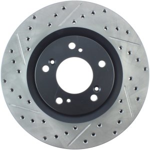 Honda S2000 Brake Rotor (1) - Front Right - Stoptech - Slotted & Drilled - Black - `00-`09 Honda S2000 Brake Rotor (1) - Front Right - Stoptech - Slotted & Drilled - Black - `00-`09