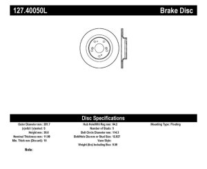 Honda S2000 Brake Rotor (1) - Rear Left - Stoptech - Drilled & Slotted - Black E-Coated - `00-`09