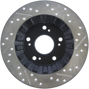 Honda S2000 Brake Rotor (1) - Rear Right - Stoptech - Slotted & Drilled - Black - `00-`09