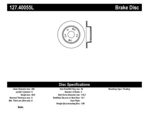Acura TSX Brake Rotor (1) - Left Rear - Stoptech - Sport Drilled & Slotted - Black - `04-`08