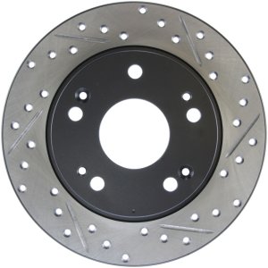 Acura TSX Brake Rotor (1) - Left Rear - Stoptech - Sport Drilled & Slotted - Black - `04-`08