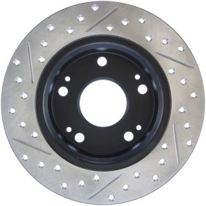 Honda Accord Brake Rotor (1) - Left Rear - Stoptech - Sport Drilled & Slotted - Black - `03-`07