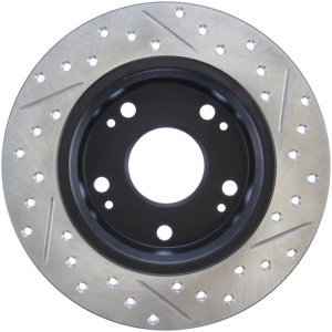Honda Accord Brake Rotor (1) - Rear Right - Stoptech - Slotted & Drilled - Black - `03-`07