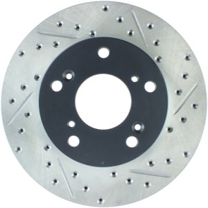 Honda CR-Z Brake Rotor (1) - Front Left - Stoptech - Slotted & Drilled - Black - `11-`15