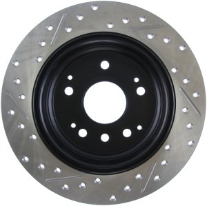Honda Element Brake Rotor (1) - Rear Left - Stoptech - Slotted & Drilled - Black - `03-`11