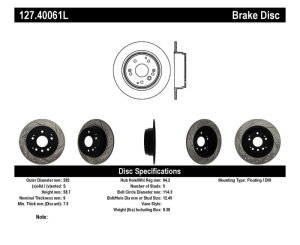 Honda Element Brake Rotor (1) - Rear Left - Stoptech - Slotted & Drilled - Black - `03-`11