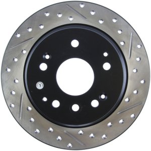 Honda Element Brake Rotor (1) - Rear Left - Stoptech - Slotted & Drilled - Black - `03-`11