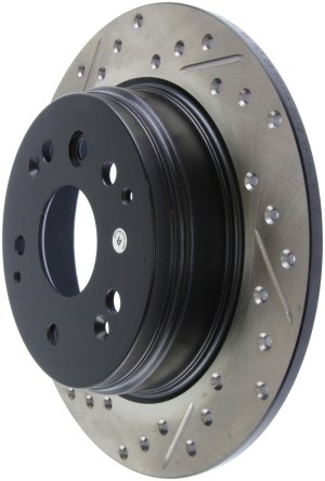 Honda Element Brake Rotors (1) - Rear Right - Stoptech - Slotted & Drilled - Black - `03-`11