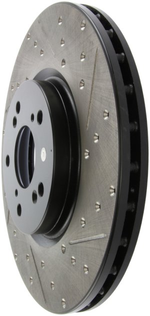 Acura TL Brake Rotor (1) - Front Left - Stoptech - Slotted & Drilled - Black - `04-`08