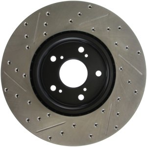 Acura TL Brake Rotor (1) - Front Left - Stoptech - Slotted & Drilled - Black - `04-`08