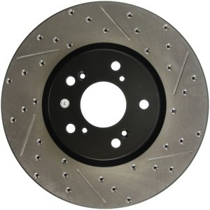 Acura TL Brake Rotor (1) - Front Left - Stoptech - Slotted & Drilled - Black - `04-`08