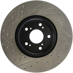 Acura TL Brake Rotor (1) - Front Left - Stoptech - Slotted & Drilled - Black - `04-`08