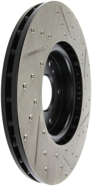 Acura TL Brake Rotor (1) - Front Right - Stoptech - Slotted & Drilled - Black - `04-`08