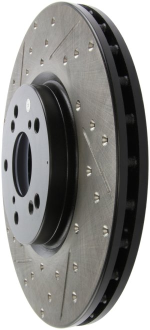 Acura TL Brake Rotor (1) - Front Right - Stoptech - Slotted & Drilled - Black - `04-`08