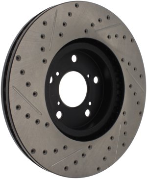 Acura MDX Brake Rotor (1) - Front Left - Stoptech - Slotted & Drilled - Black - `07-`13