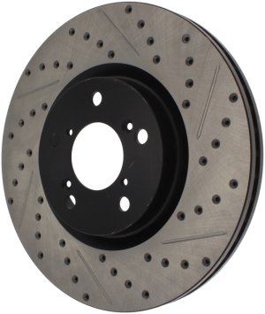 Acura RLX Brake Rotor (1) - Front Left - Stoptech - Slotted & Drilled - Black - `14-`17