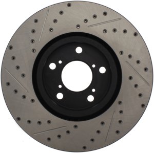 Acura ZDX Brake Rotor (1) - Front Left - Stoptech - Slotted & Drilled - Black - `10-`13