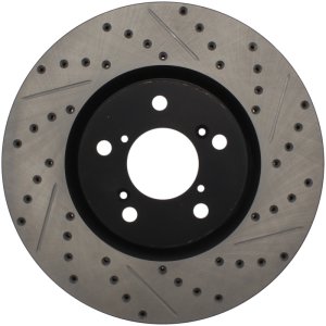 Honda Pilot Brake Rotor (1) - Front Left - Stoptech - Slotted & Drilled - Black - `09-`15