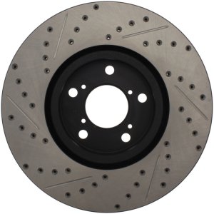 Acura MDX Brake Rotor (1) - Front Right - Stoptech - Slotted & Drilled - Black - `07-`13