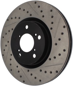 Acura RLX Brake Rotor (1) - Front Right - Stoptech - Slotted & Drilled - Black - `14-`17