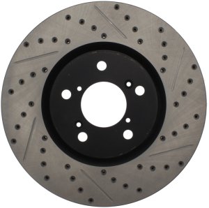 Acura ZDX Brake Rotor (1) - Front Right - Stoptech - Slotted & Drilled - Black - `10-`13