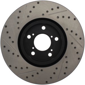 Honda Pilot Brake Rotor (1) - Front Right - Stoptech - Slotted & Drilled - Black - `09-`15