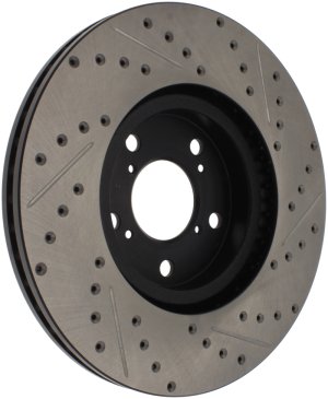 Honda Pilot Brake Rotor (1) - Front Right - Stoptech - Slotted & Drilled - Black - `09-`15 Honda Pilot Brake Rotor (1) - Front Right - Stoptech - Slotted & Drilled - Black - `09-`15
