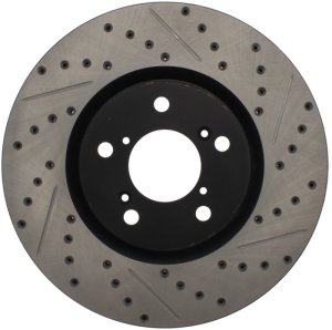 Honda Pilot Brake Rotor (1) - Front Right - Stoptech - Slotted & Drilled - Black - `09-`15