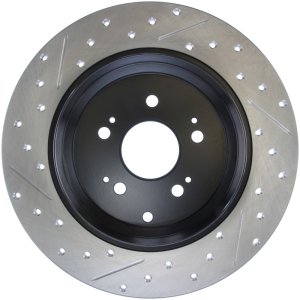 Acura MDX Brake Rotors (1) - Rear Left - Stoptech - Slotted & Drilled Sport - Black - `07-`13