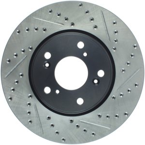 Honda Accord Brake Rotor (1) - Front Left - Stoptech - Slotted & Drilled - Black - `13-`20