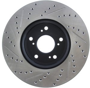 Honda Accord Brake Rotor (1) - Front Left - Stoptech - Slotted & Drilled - Black - `13-`20