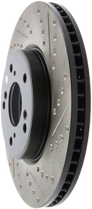 Honda Accord Brake Rotor (1) - Front Left - Stoptech - Slotted & Drilled - Black - `13-`20