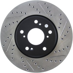 Honda Accord Brake Rotor (1) - Front Left - Stoptech - Slotted & Drilled - Black - `13-`20