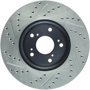 Honda Accord Brake Rotor (1) - Front Left - Stoptech - Slotted & Drilled - Black - `13-`20