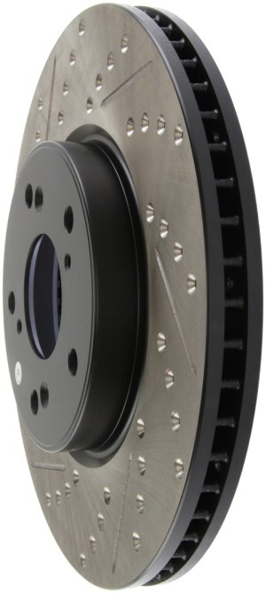 Honda Accord Brake Rotor (1) - Front Right - Stoptech - Slotted & Drilled Sport - Black E-Coated - `13-`20