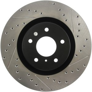 Infiniti G35 Brake Rotor (1) - Front - Stoptech - Drilled & Slotted - Black - `03-`04