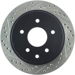 Infiniti G35 Brake Rotor (1) - Rear Right - Stoptech - SportStop Slotted & Drilled - Black - `03-`05
