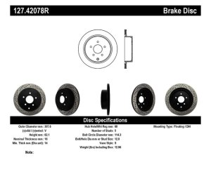 Infiniti Q60 Brake Rotor (1) - Rear Right - Stoptech - Drilled/Slotted - Black - `17-`19