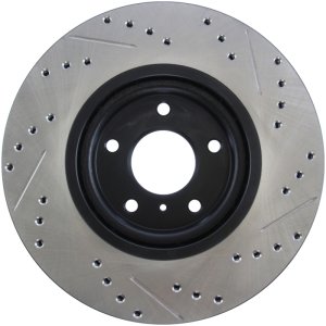 Infiniti G25 Brake Rotor (1) - Front Right - Stoptech - Slotted & Drilled - Black - `11-`12