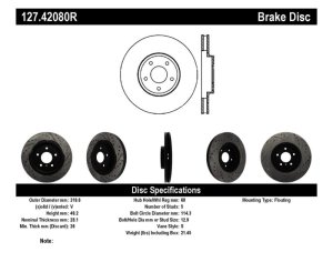 Infiniti M37 Brake Rotor (1) - Front Right - Stoptech - Slotted & Drilled - Black - `11-`13 Infiniti M37 Brake Rotor (1) - Front Right - Stoptech - Slotted & Drilled - Black - `11-`13