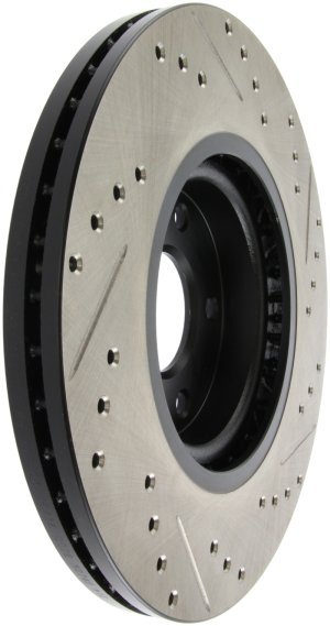 Infiniti M56 Brake Rotor (1) - Front Right - Stoptech - Slotted & Drilled - Black - `11-`13