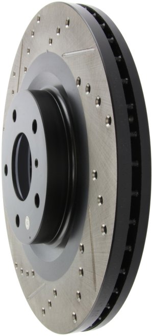 Nissan Murano Brake Rotor (1) - Front Right - Stoptech - Slotted & Drilled - Black - `04-`14