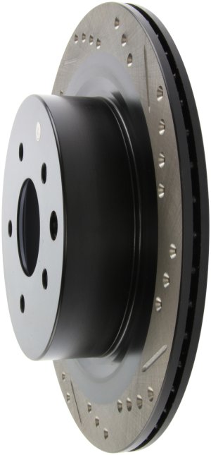 Infiniti G25 Brake Rotor (1) - Rear Left - Stoptech - Slotted & Drilled - Black - `11-`12