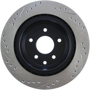 Infiniti G25 Brake Rotor (1) - Rear Left - Stoptech - Slotted & Drilled - Black - `11-`12