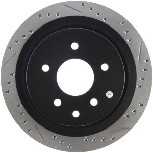 Infiniti M45 Brake Rotor (1) - Rear Left - Stoptech - Slotted & Drilled - Black - `06-`10